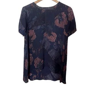 Wilfred Cypres Silk Blouse in Navy Floral